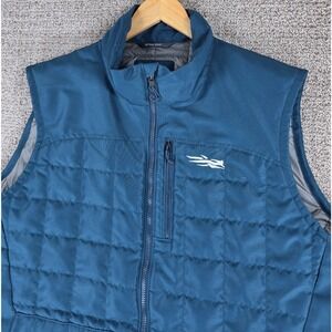 Sitka Mens Grindstone Work Vest Puffer Blue Primaloft Zip Gore-Tex Windstopper